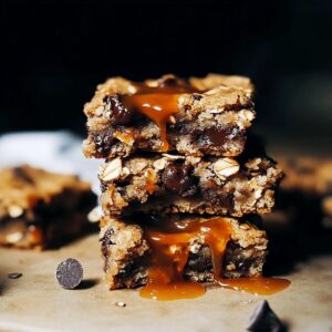 Salted Caramel Chocolate Chip Oat Cookie Bars Recipe