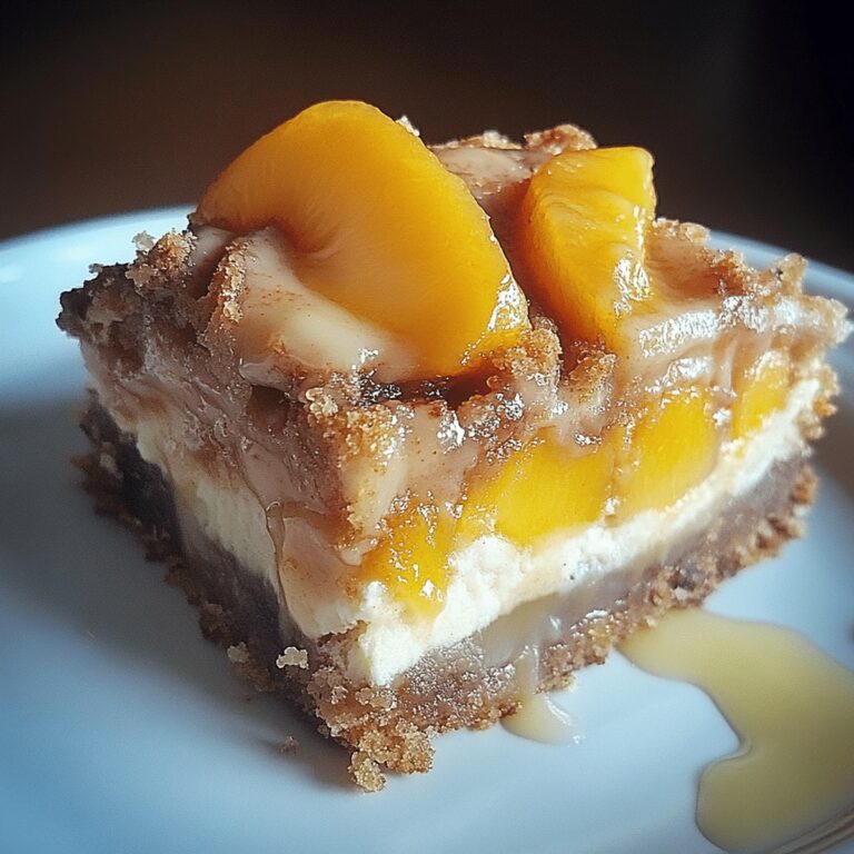 Dreamy Peach Cobbler Cheesecake Bars Recipe