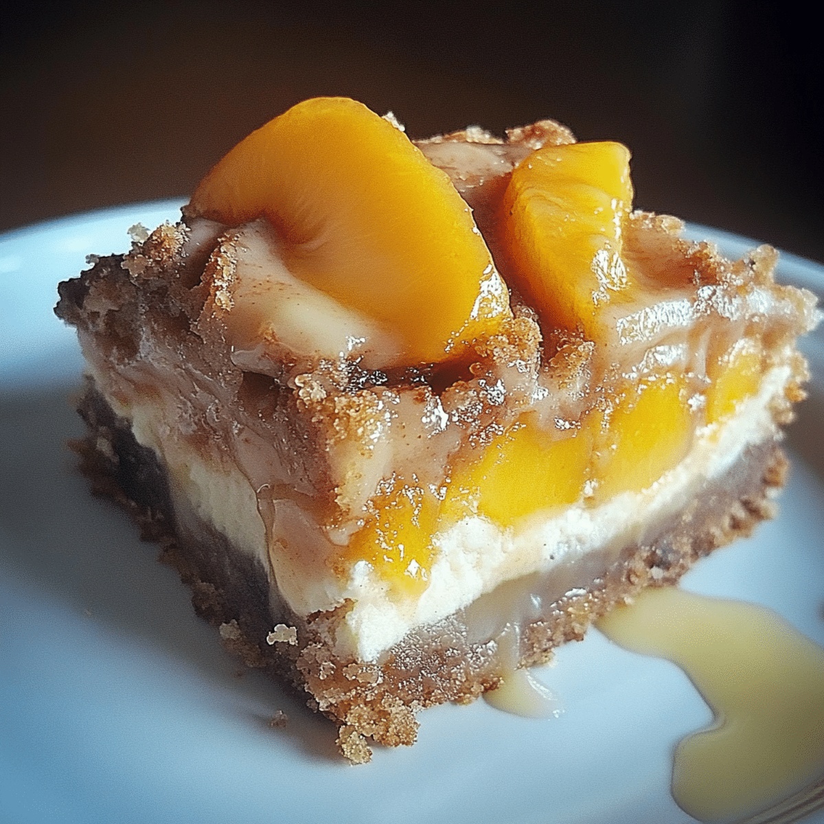 Dreamy Peach Cobbler Cheesecake Bars Recipe