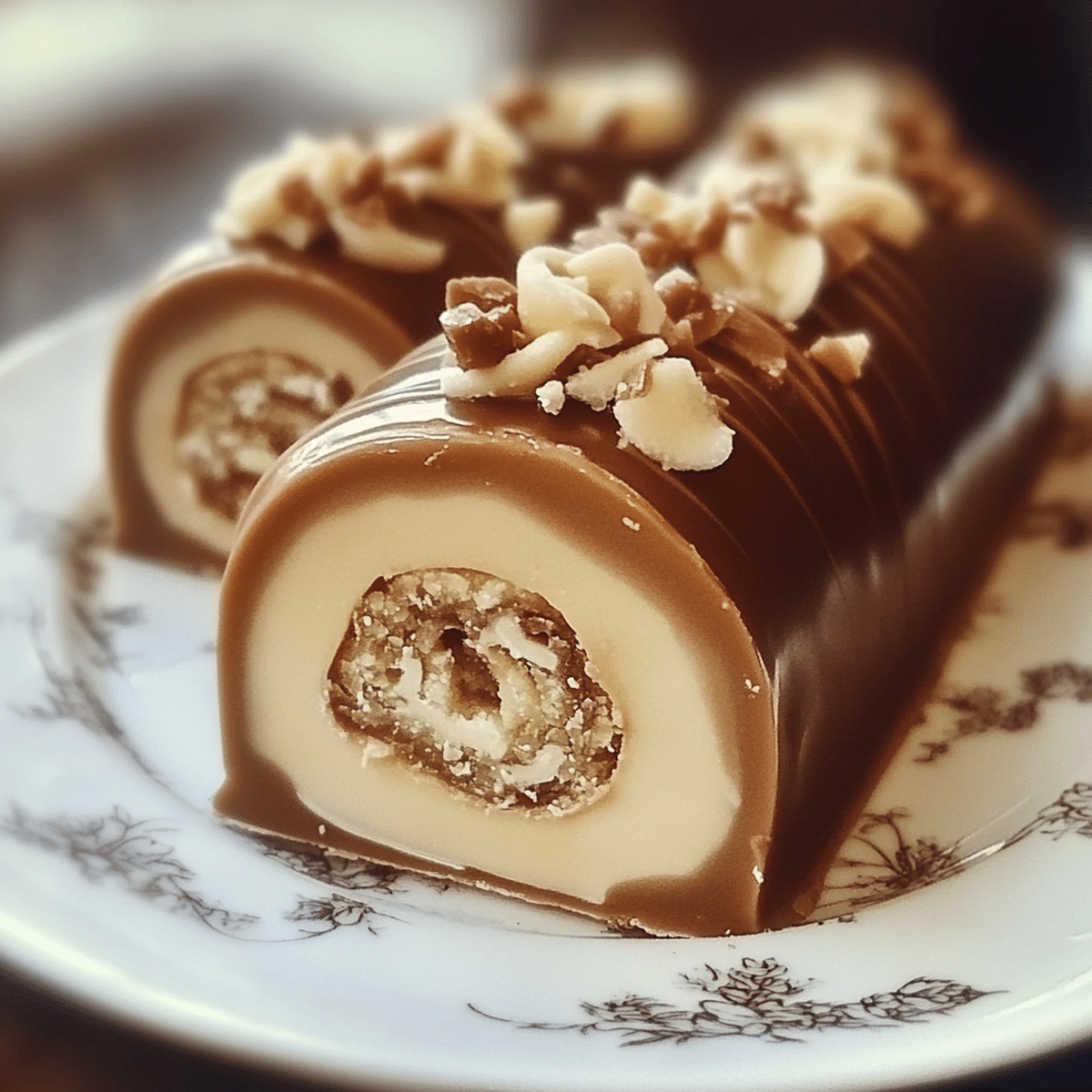 Roule Noisette Caramel Avec Glacage Cremeux Recipe