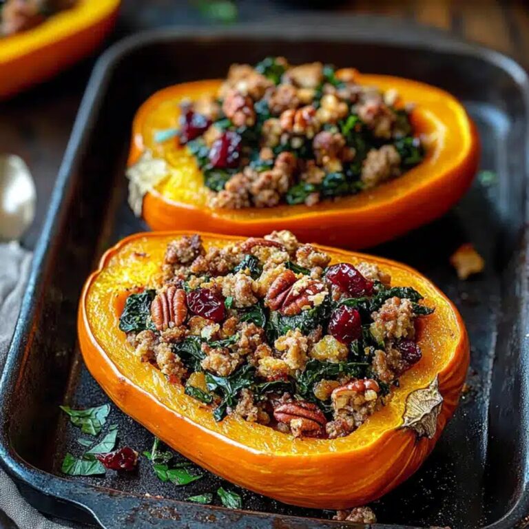 Sausage Stuffed Butternut Squash With Spinach Recipe