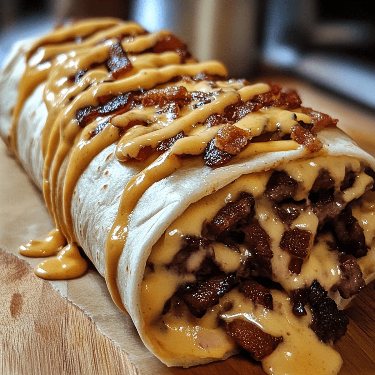 Huge Bacon Cheeseburger Burrito Recipe