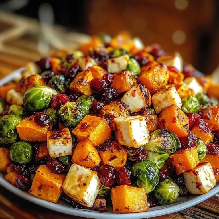 Vibrant Cranberry-Glazed Roasted Butternut Squash, Brussels Sprouts, And Sweet Potato Salad Recipe